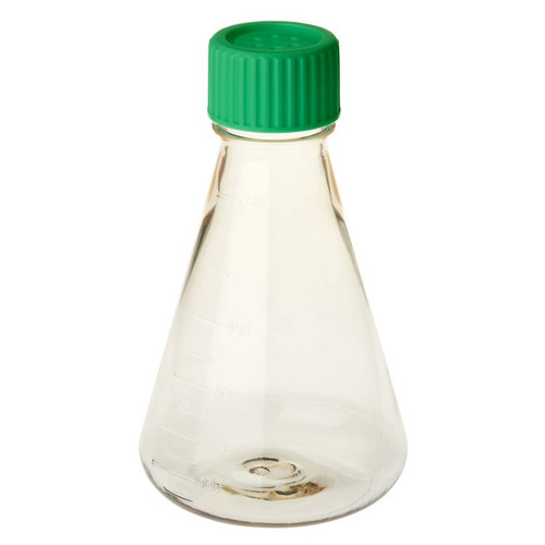 [GEN - CT229829] 500ml erlenmeyer flask with vent caps and plain bottom polycarbonate rnase and dnase free individually wrapped sterile 
