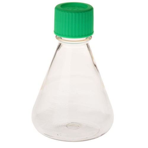 [GEN - CT229825] 250ml erlenmeyer flask with vent caps and plain bottom polycarbonate rnase and dnase free individually wrapped sterile 