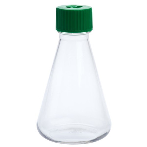 [GEN - CT229809] 500ml erlenmeyer flask vent cap plain bottom petg rnase and dnase free individually wrapped sterile 