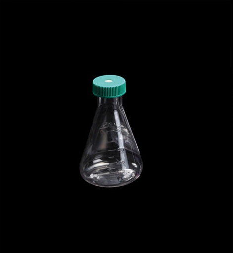 [GEN - TC-CA-FSK-250] cellah 250ml erlenmeyer flask with vent caps and plain bottom polycarbonate rnase and dnase free individually wrapped sterile 