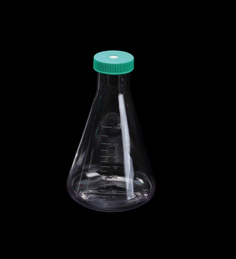[GEN - TC-CA-FSK-500] cellah 500ml erlenmeyer flask with vent caps and plain bottom polycarbonate rnase and dnase free individually wrapped sterile 