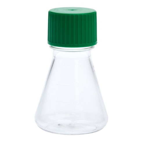 [GEN - CT229800] 125ml erlenmeyer flask with solid cap and plain bottom petg rnase and dnase free individually wrapped sterile 