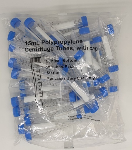 [GEN - T15-101] conical centrifuge tubes 15ml rnase dnase free sterile bagged 